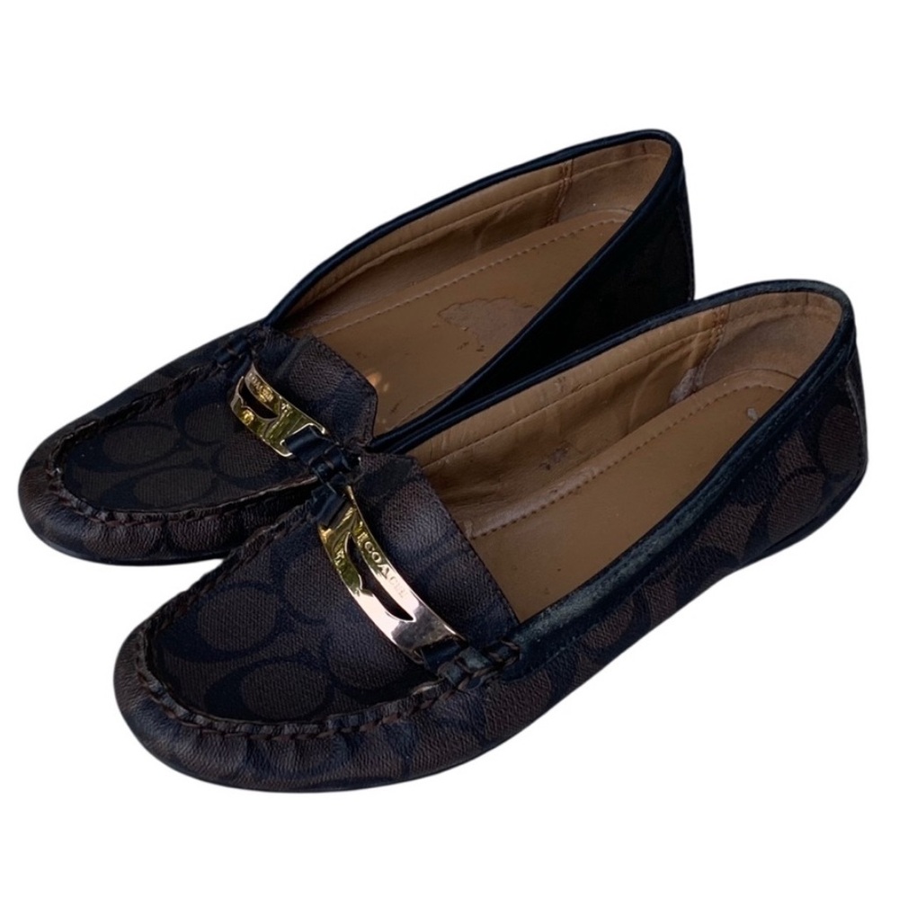 COACH Women's Olympia Pebble Grain Flat Slip On Loafers, Leather Brown 7.5 B - Picture 6 of 10